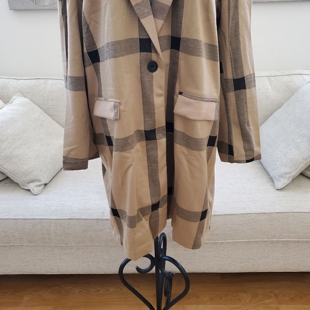 NEW! Sanctuary "Catalina" Patterned Coat - size 1X in Camel Plaid - Picture 7 of 14